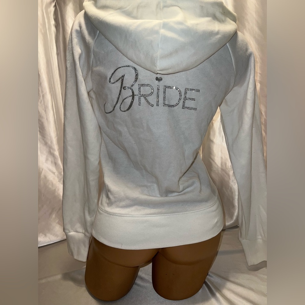 Vintage Victoria’s Secret “I do” bride hoodie full zip satin hood ring zipper